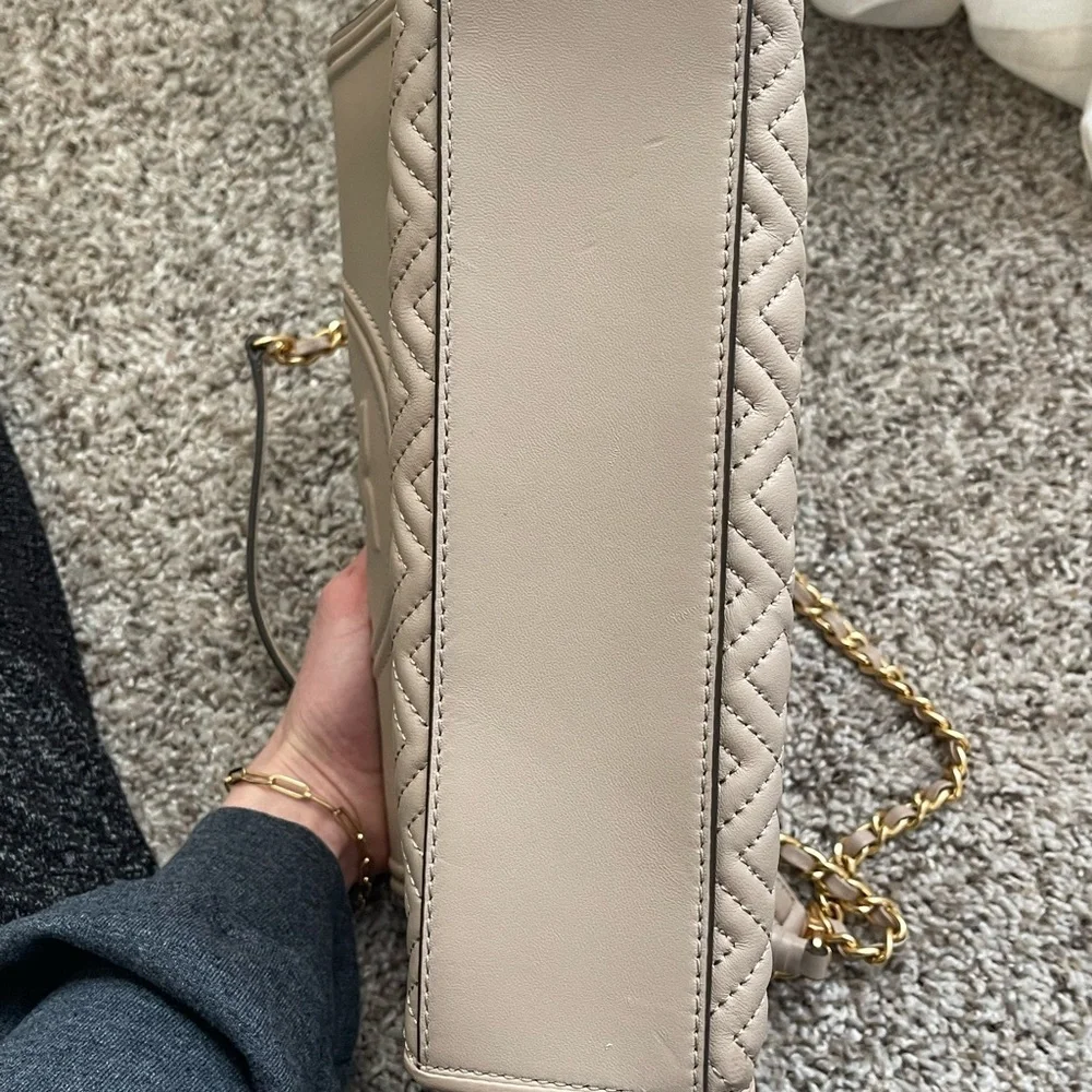 Tory Burch Purse - Fleming Blush/Cream Matte Convertible Shoulder Bag - Picture 9 of 10